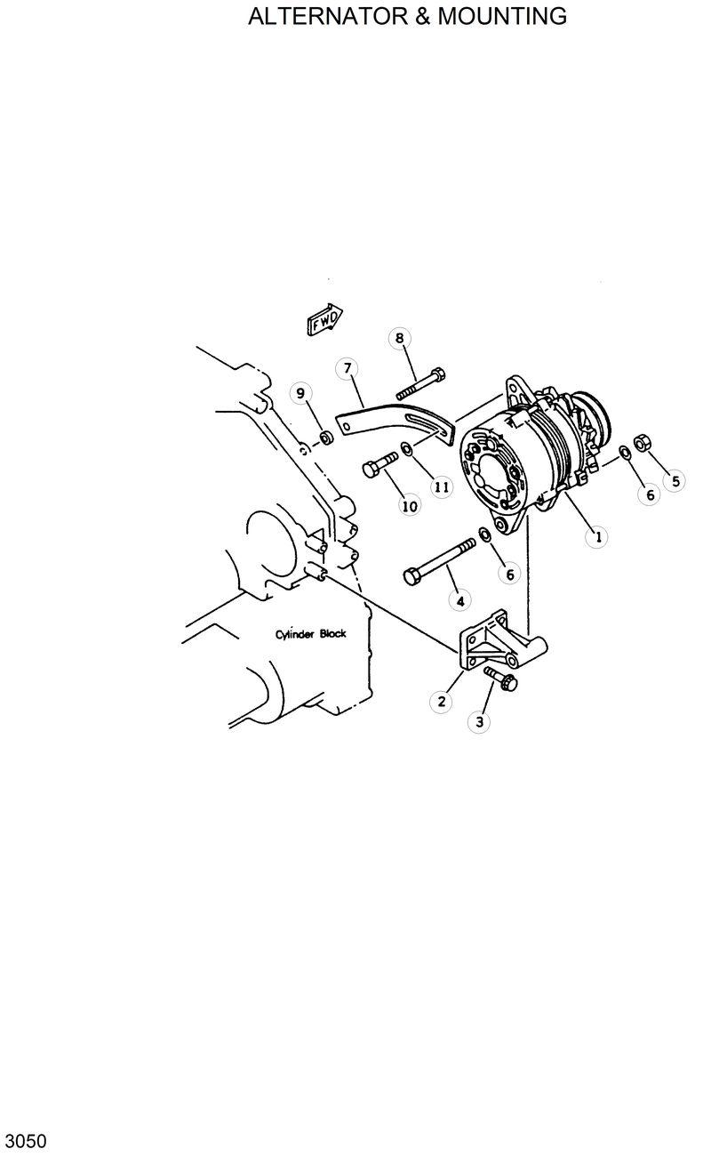 Схема запчастей Hyundai R420 - ANTERNATOR &amp; MOUNTING 