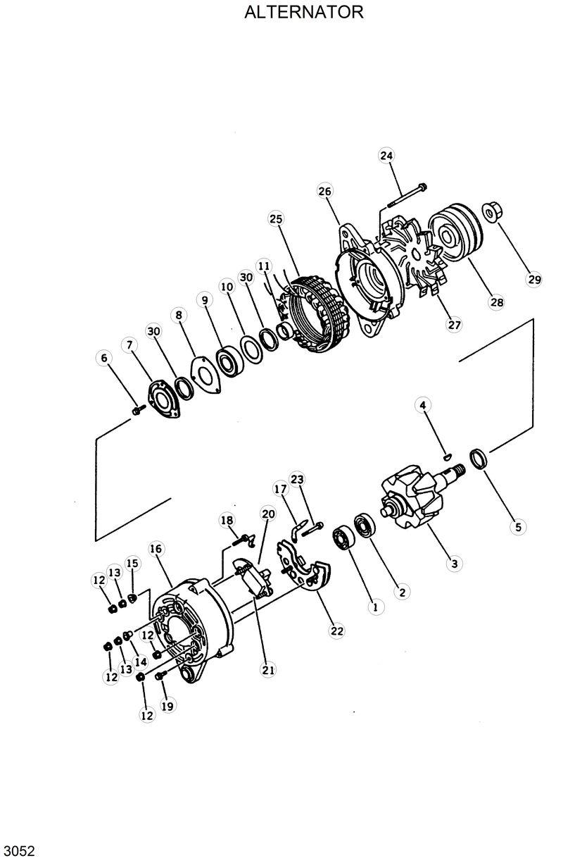 Схема запчастей Hyundai R420 - ALTERNATOR 