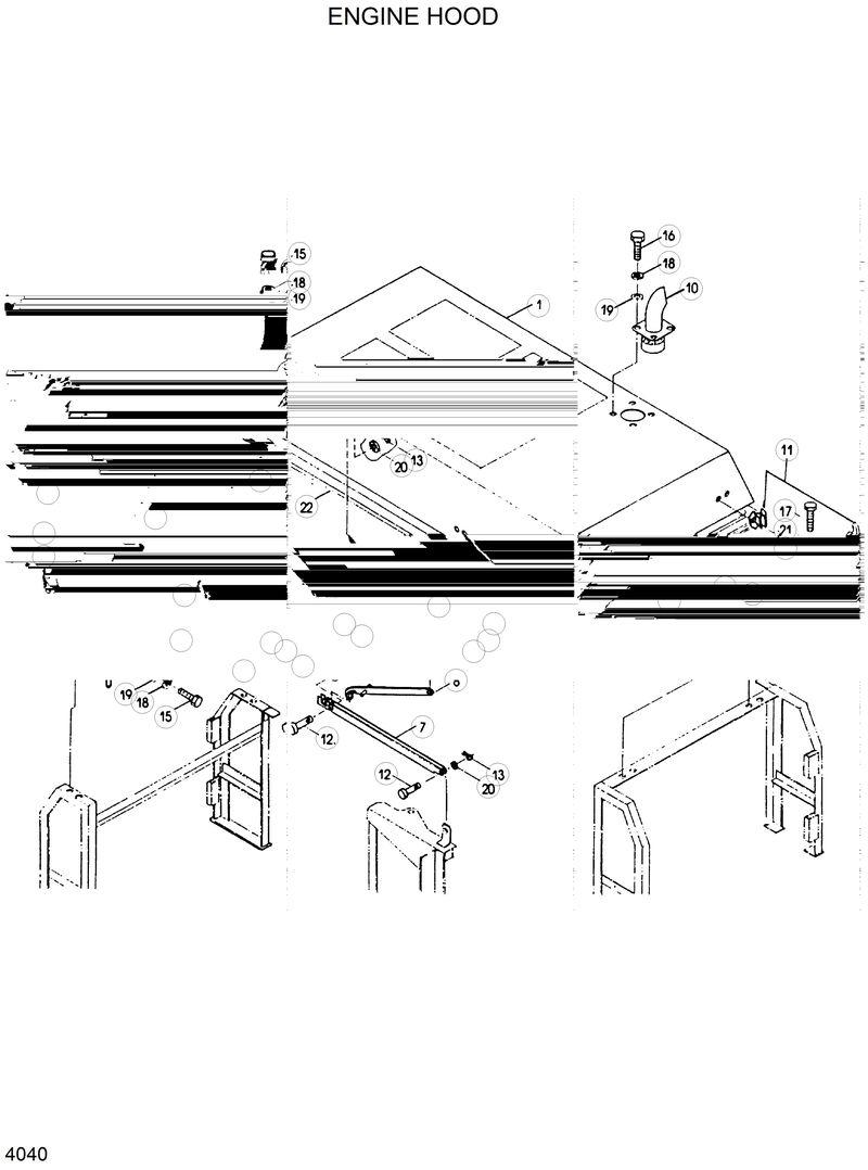 Схема запчастей Hyundai R420 - ENGINE HOOD 