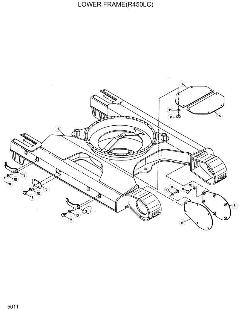 Схема запчастей Hyundai R420 - LOWER FRAME(R450LC) 