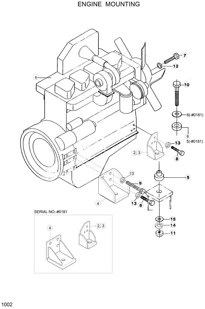 Схема запчастей Hyundai R120W - ENGINE MOUNTING 