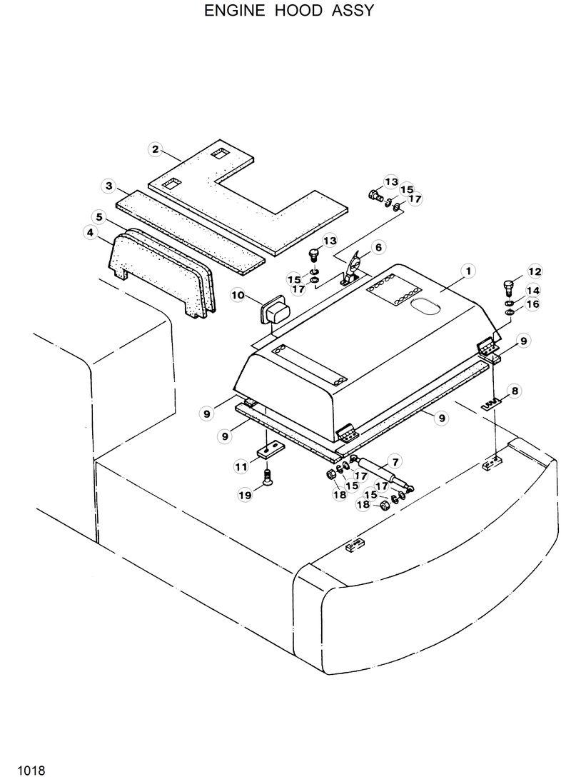 Схема запчастей Hyundai R120W - ENGINE HOOD ASSY 