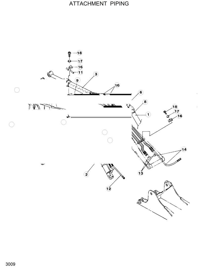 Схема запчастей Hyundai R120W - ATTACHMENT PIPING 