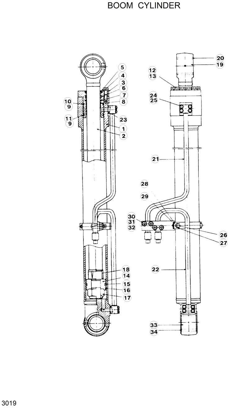 Схема запчастей Hyundai R120W - BOOM CYLINDER 