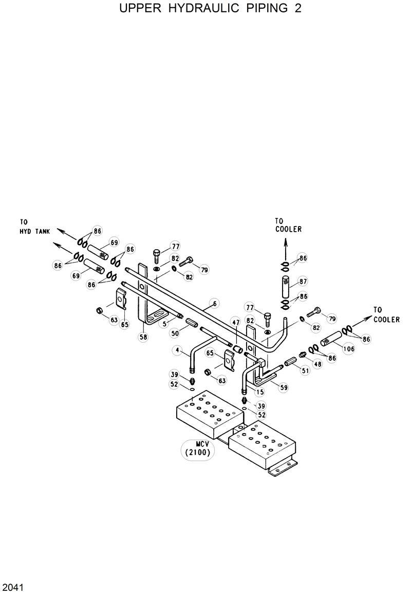 Схема запчастей Hyundai R130W - UPPER HYDRAULIC PIPING 2 