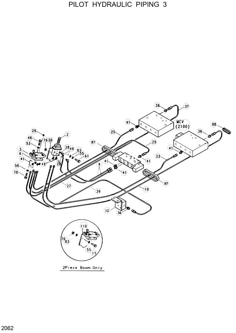 Схема запчастей Hyundai R130W - PILOT HYDRAULIC PIPING 3 