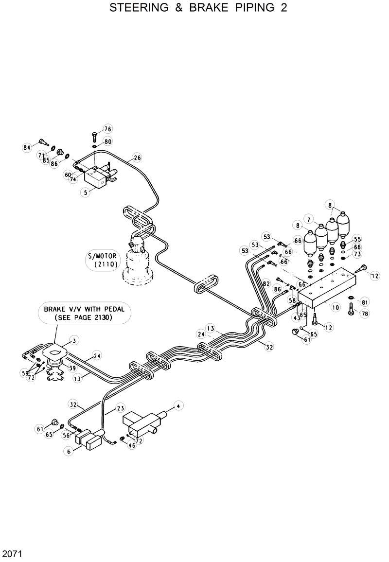 Схема запчастей Hyundai R130W - STEERING &amp; BRAKE PIPING 2 