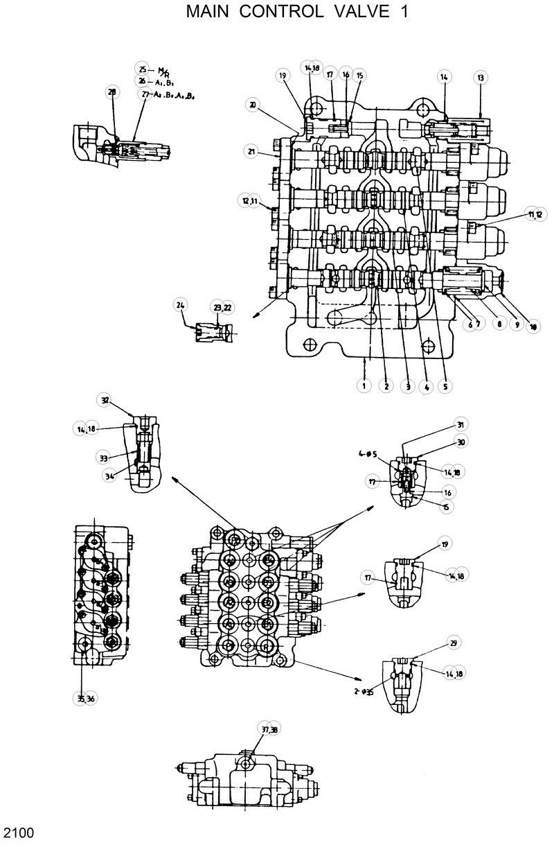 Схема запчастей Hyundai R130W - MAIN CONTROL VALVE 1 