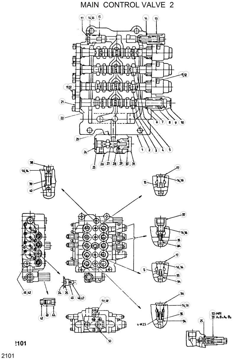 Схема запчастей Hyundai R130W - MAIN CONTROL VALVE 2 