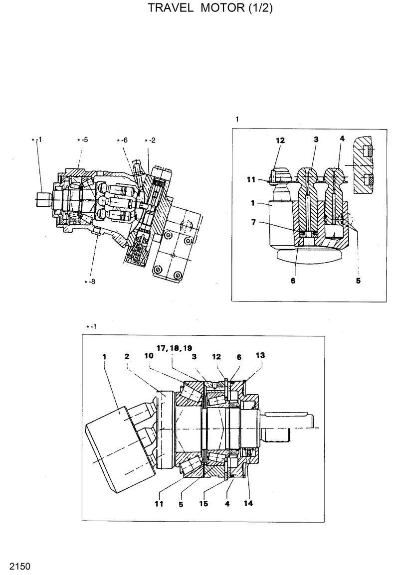 Схема запчастей Hyundai R130W - TRAVEL MOTOR(1/2) 