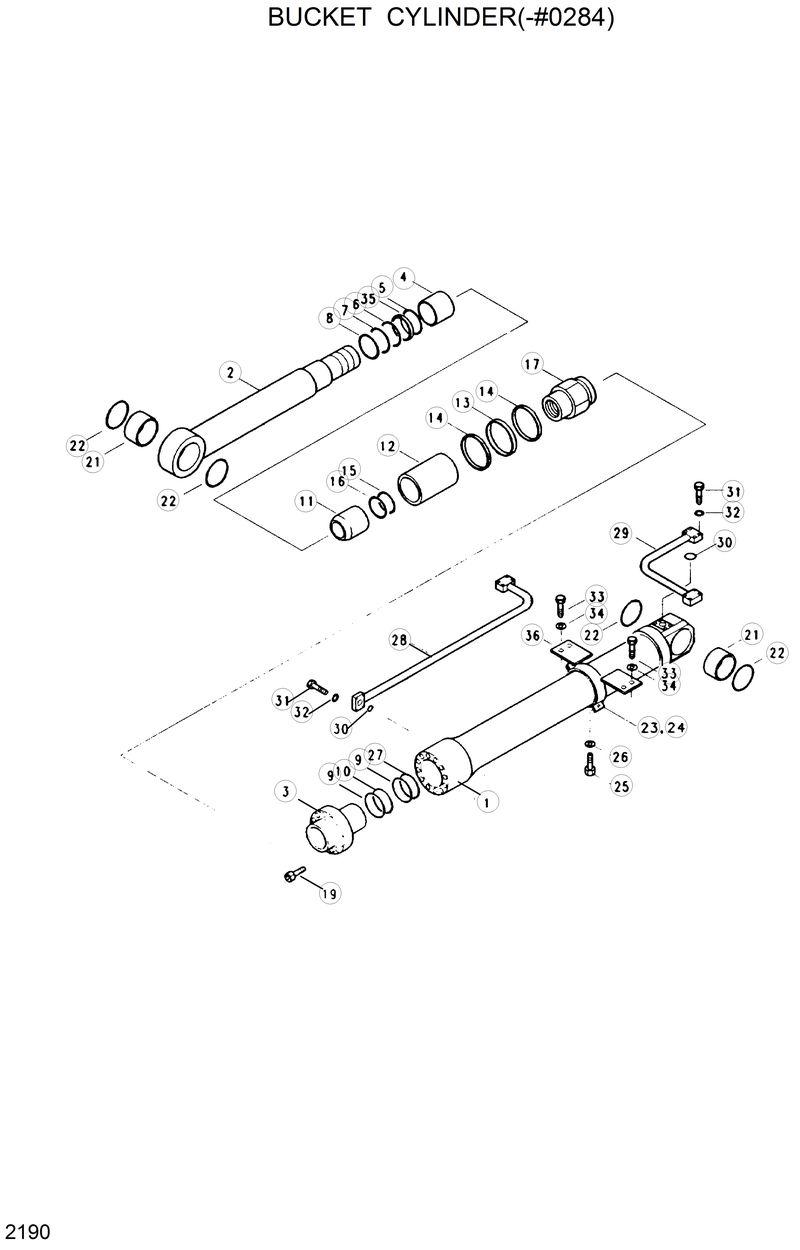 Схема запчастей Hyundai R130W - BUCKET CYLINDER(-#0284) 