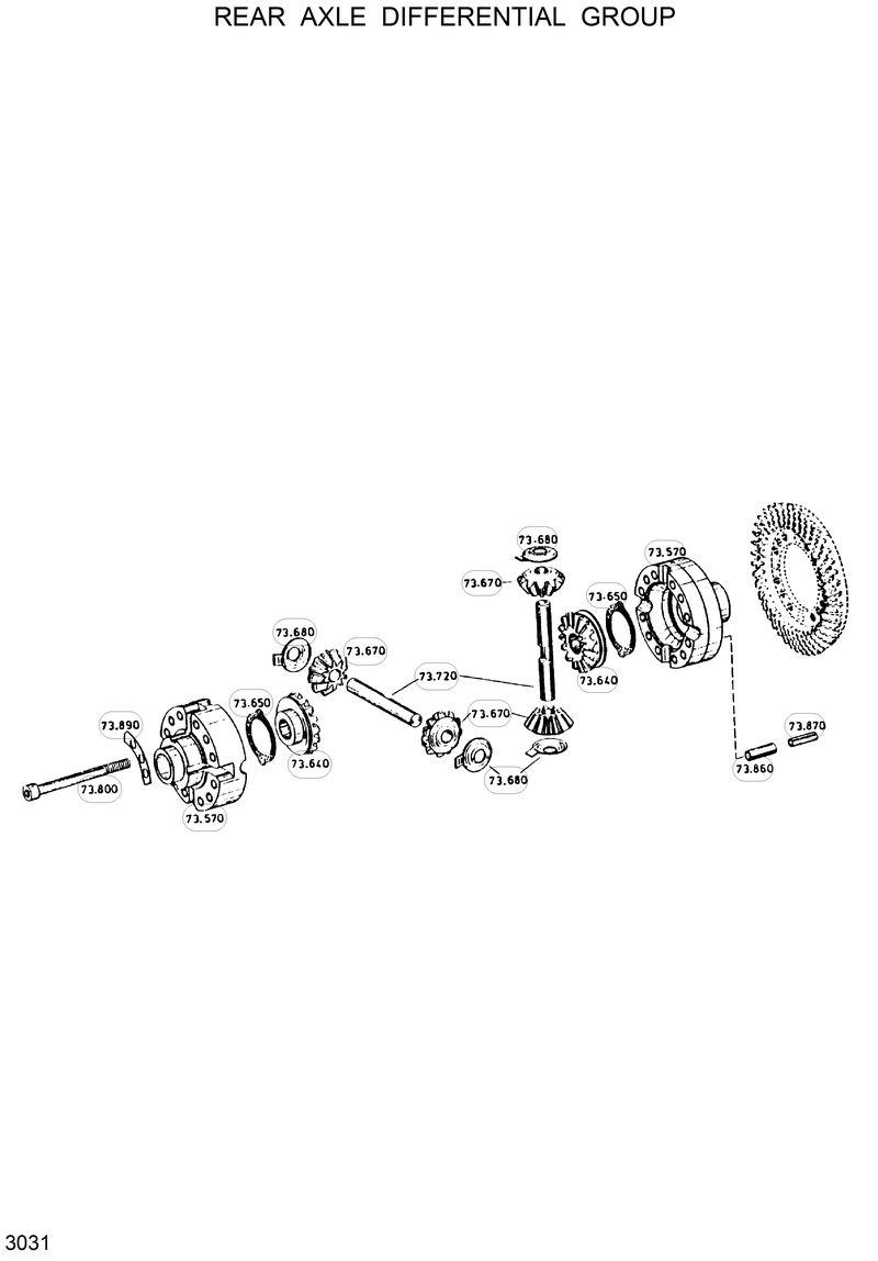 Схема запчастей Hyundai R130W - REAR AXLE DIFFERENTIAL GROUP 