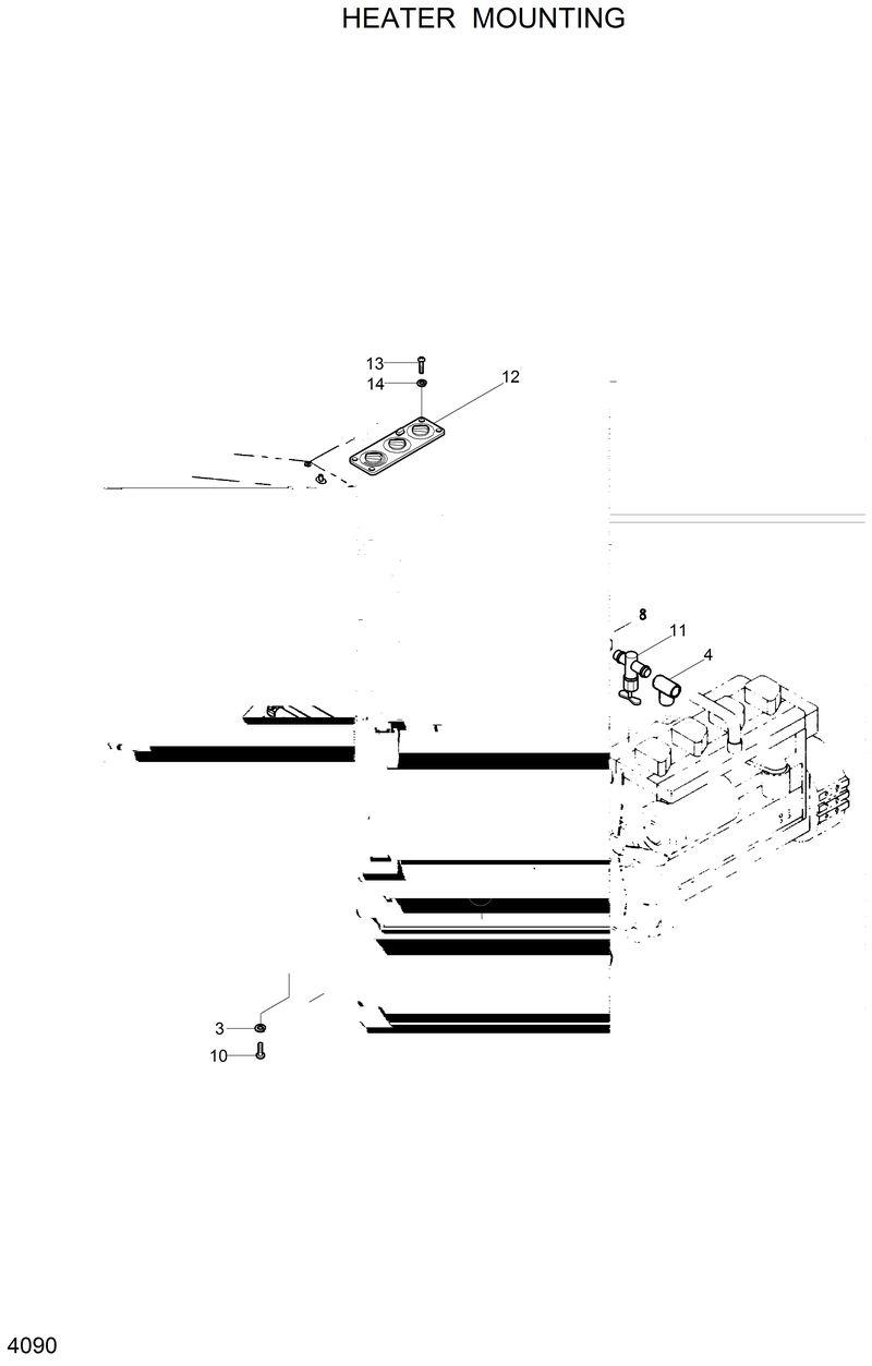 Схема запчастей Hyundai R130W - HEATER MOUNTING 