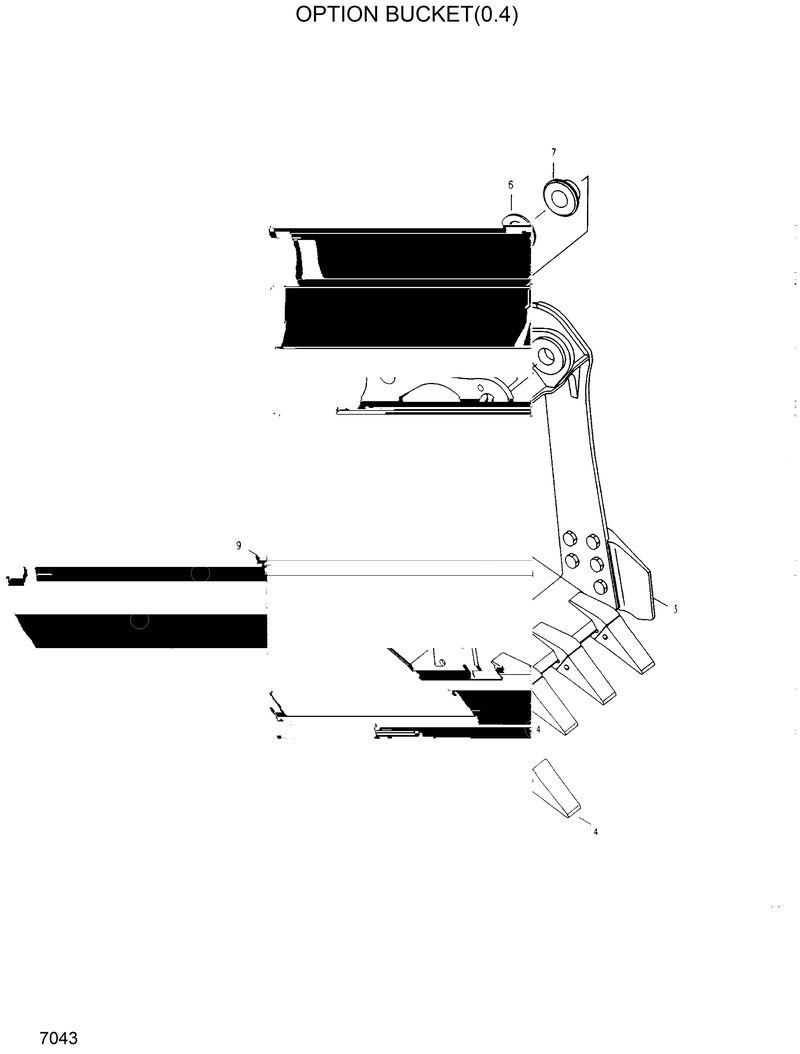 Схема запчастей Hyundai R130W - OPTION BUCKET(0.4M3) 