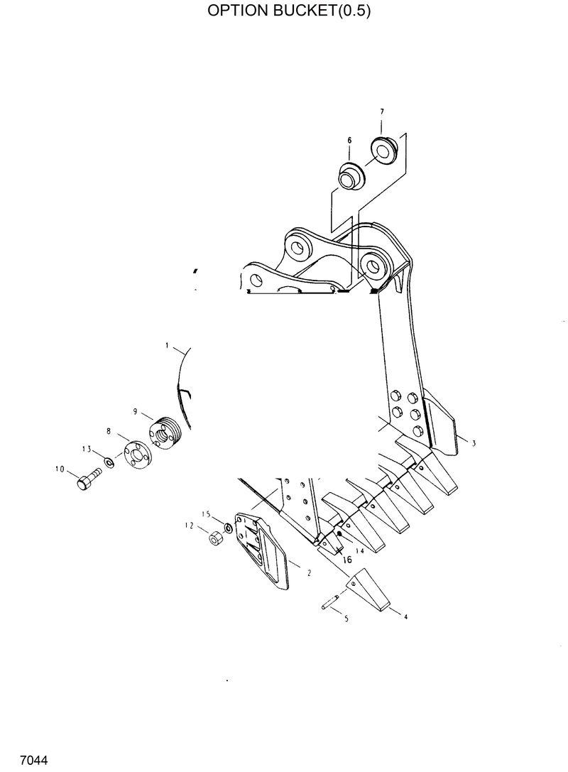 Схема запчастей Hyundai R130W - OPTION BUCKET(0.5M3) 