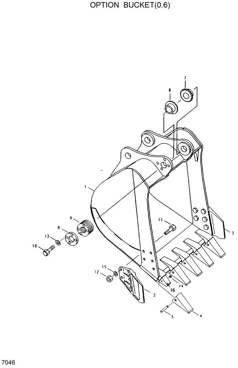 Схема запчастей Hyundai R130W - OPTION BUCKET(0.6M3) 