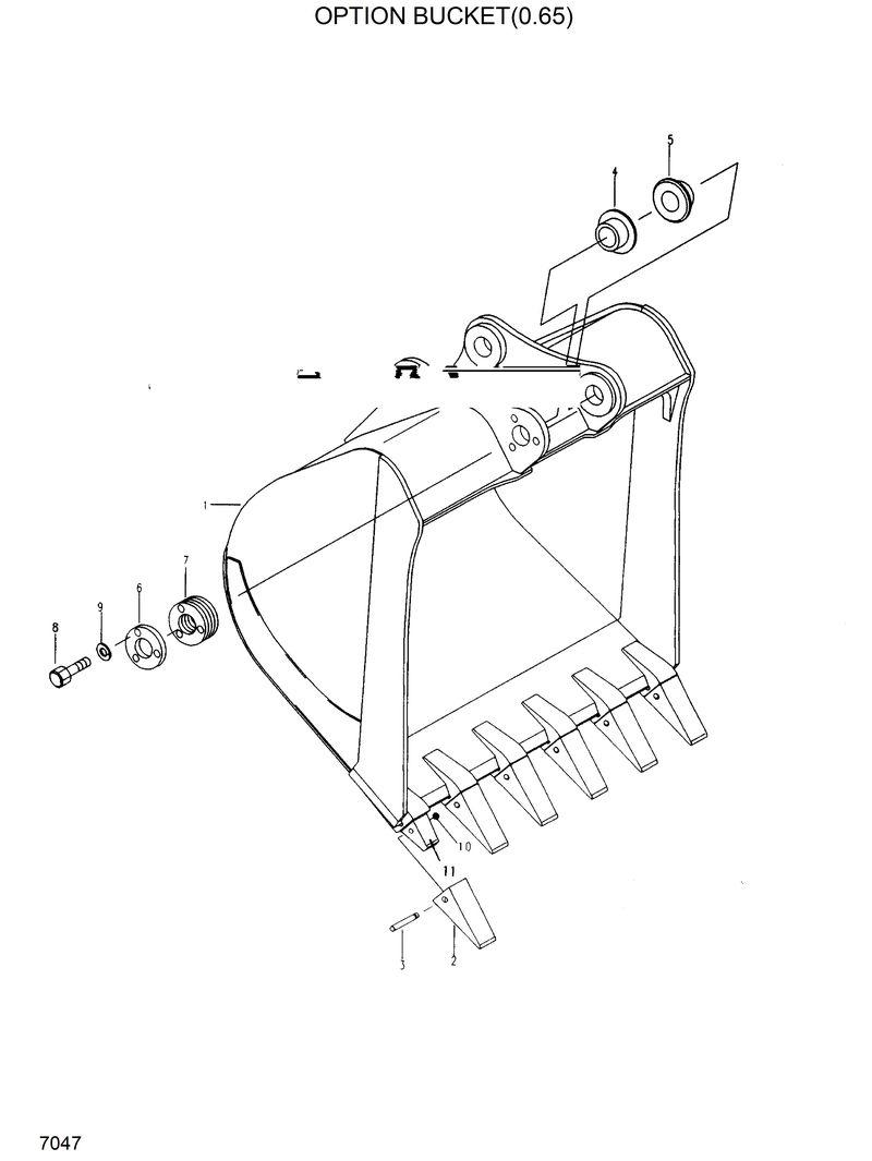 Схема запчастей Hyundai R130W - OPTION BUCKET(0.65M3) 