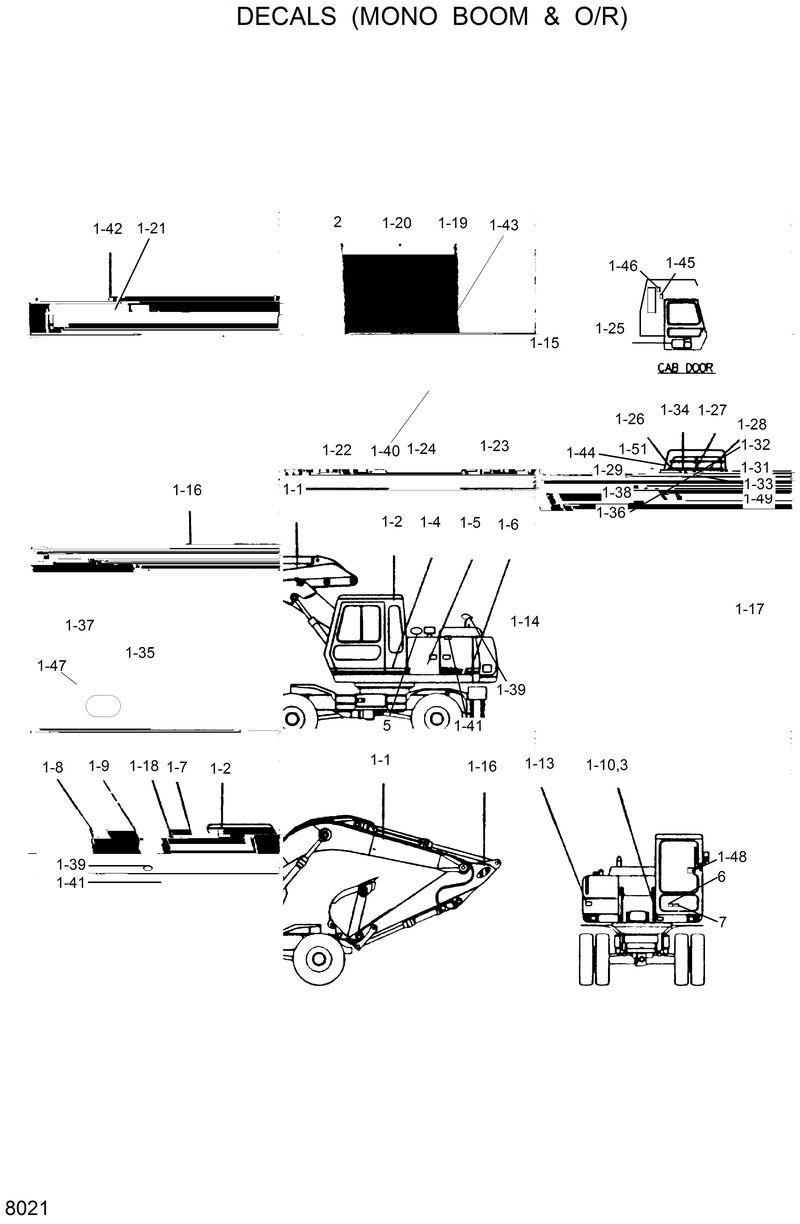 Схема запчастей Hyundai R130W - DECALS(MONO BOOM &amp; O/R) 