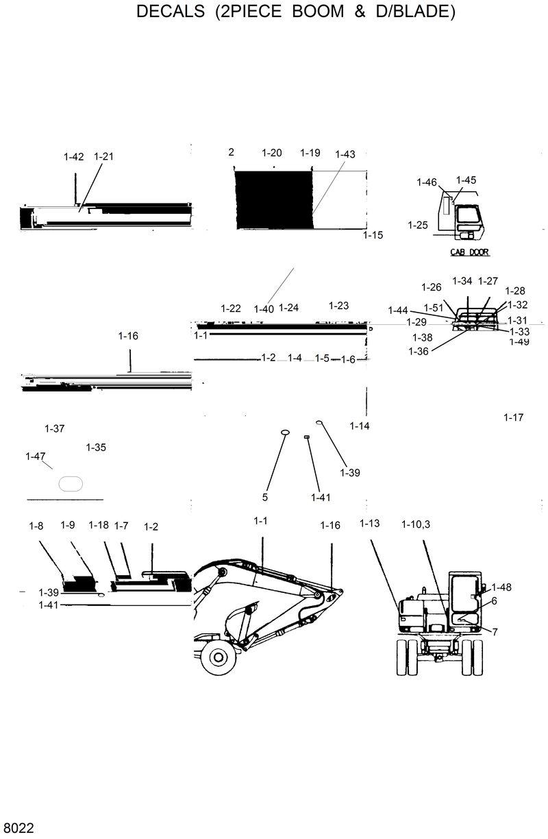 Схема запчастей Hyundai R130W - DECALS(2PCS BOOM &amp; D/BLADE) 