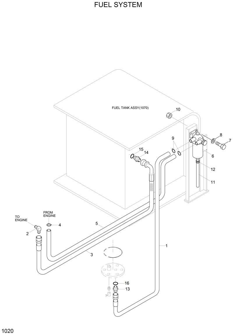 Схема запчастей Hyundai R200W2 - FUEL SYSTEM 