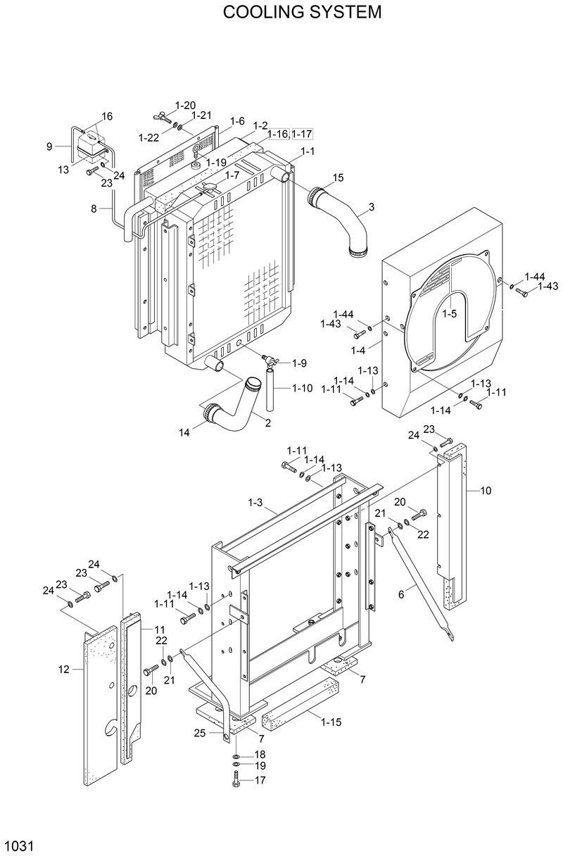 Схема запчастей Hyundai R200W2 - COOLING SYSTEM(LOW EMISSION) 