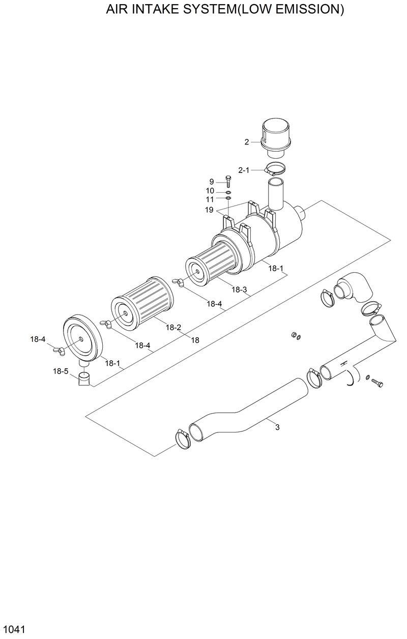 Схема запчастей Hyundai R200W2 - AIR INTAKE SYSTEM(LOW EMISSION) 