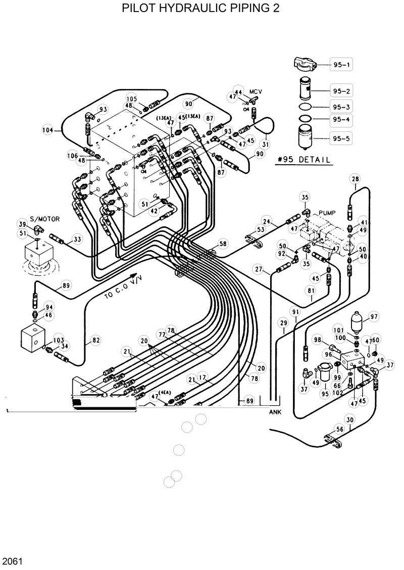 Схема запчастей Hyundai R200W2 - PILOT HYD PIPING 2 