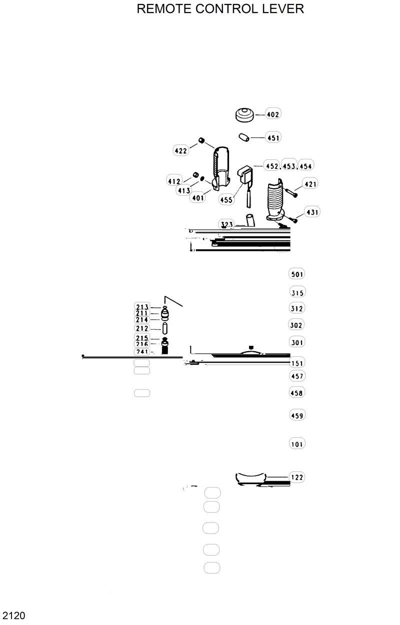 Схема запчастей Hyundai R200W2 - REMOTE CONTROL LEVER 