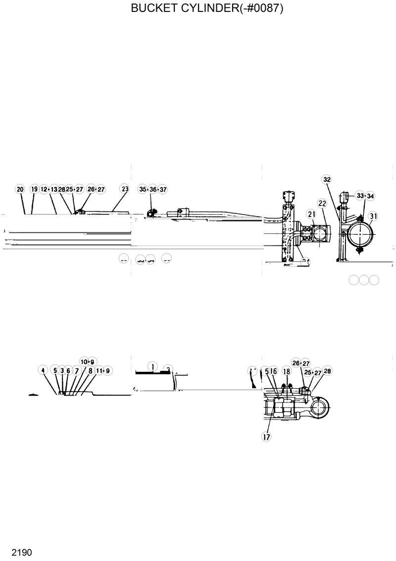 Схема запчастей Hyundai R200W2 - BUCKET CYLINDER(-#0087) 