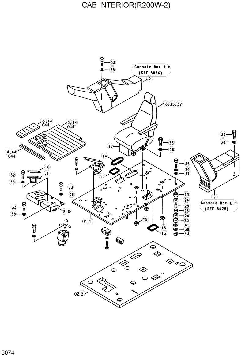 Схема запчастей Hyundai R200W2 - CAB INTERIOR(R200W-2) 