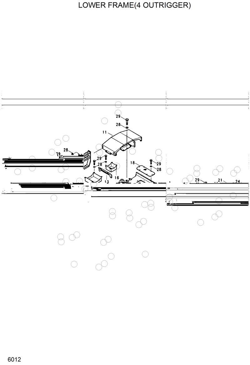 Схема запчастей Hyundai R200W2 - LOWER FRAME(4 OUTRIGGER) 