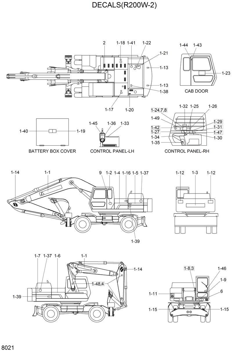 Схема запчастей Hyundai R200W2 - DECALS(R200W-2) 