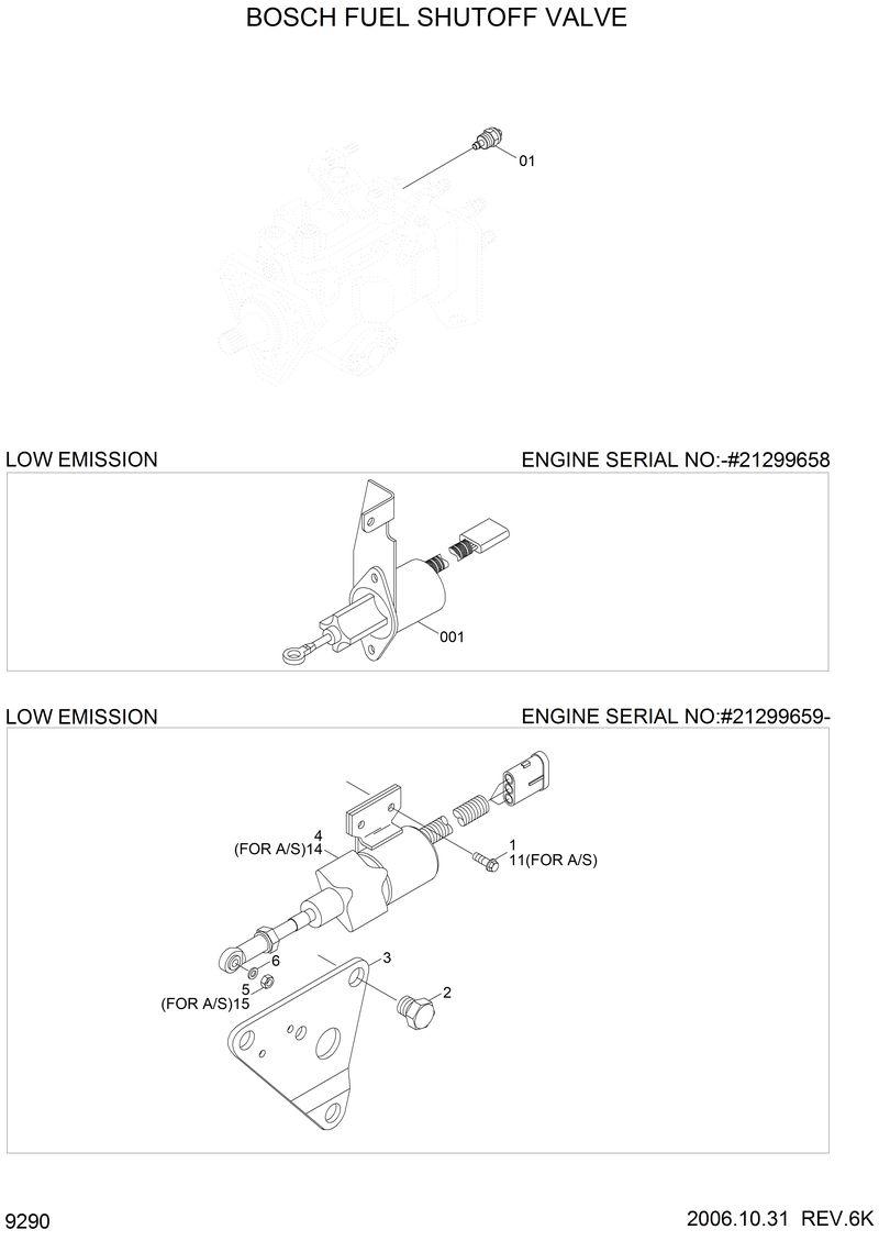 Схема запчастей Hyundai R200W2 - BOSCH FUEL SHUTOFF VALVE 