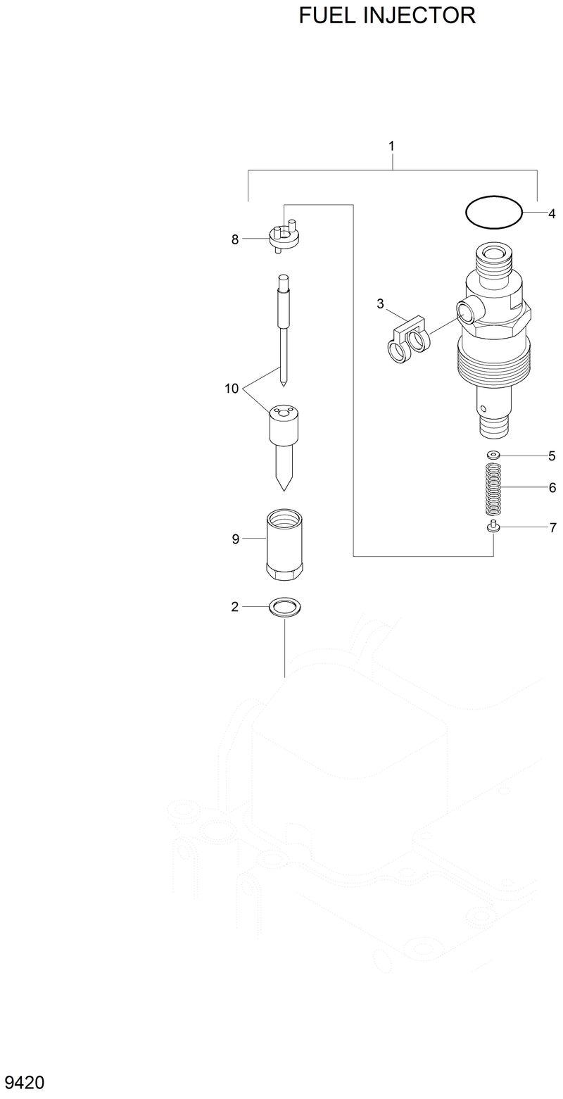 Схема запчастей Hyundai R200W2 - FUEL INJECTOR 