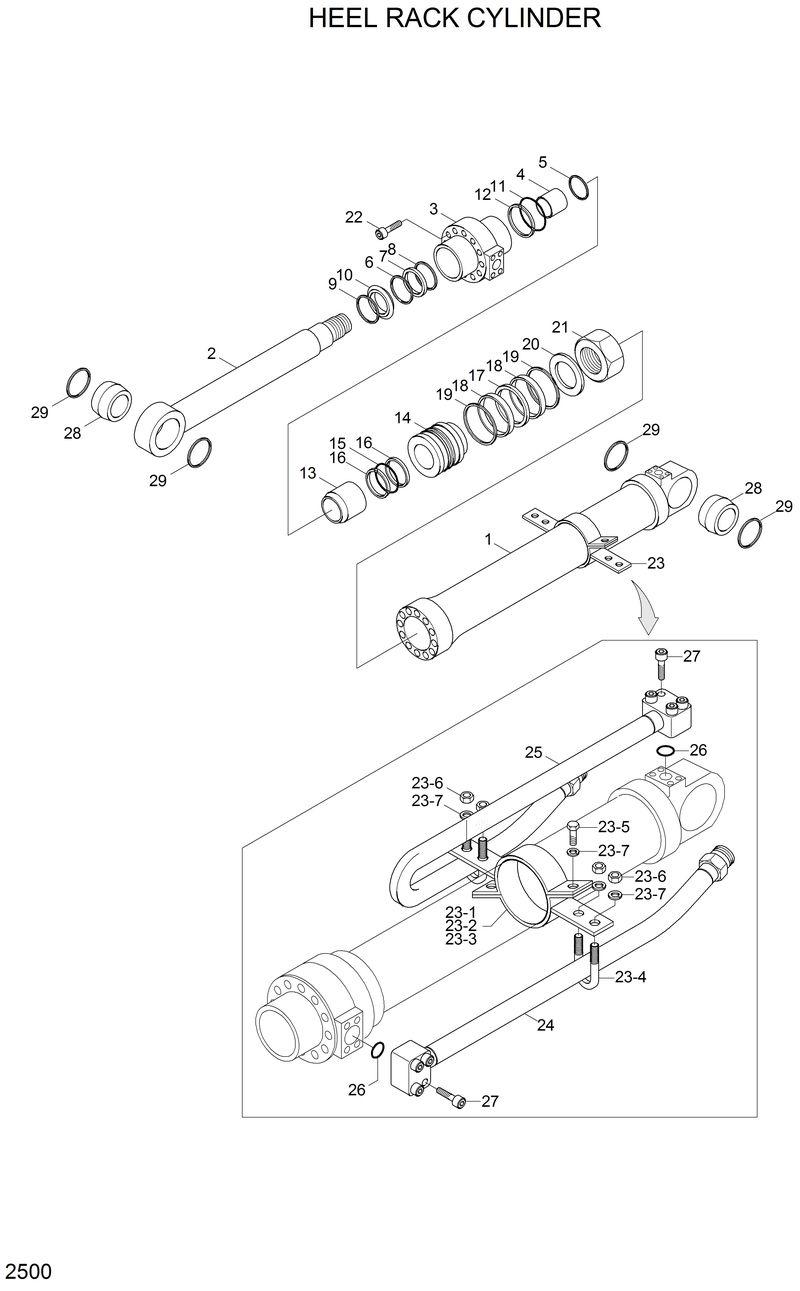 Схема запчастей Hyundai 33HDLL - HEEL RACK CYLINDER 