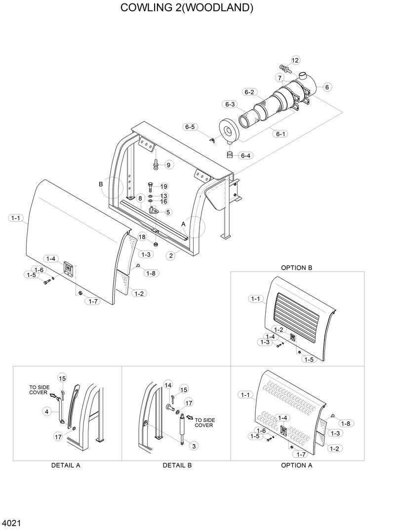 Схема запчастей Hyundai 33HDLL - COWLING 2(WOODLAND) 