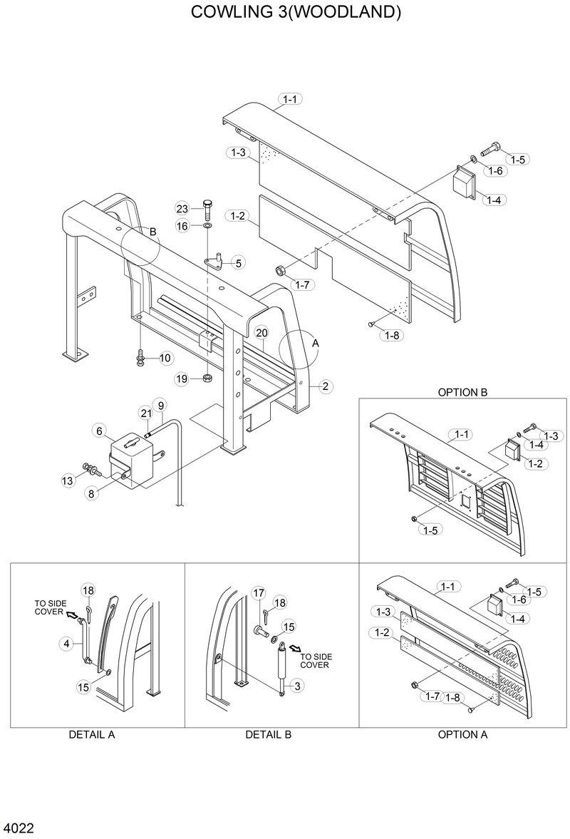 Схема запчастей Hyundai 33HDLL - COWLING 3(WOODLAND) 