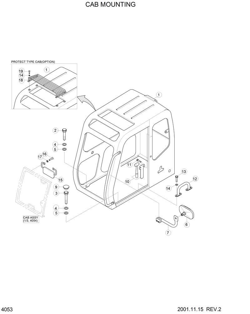 Схема запчастей Hyundai 33HDLL - CAB MOUNTING 