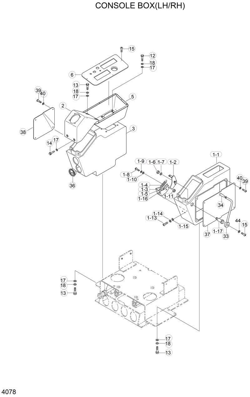 Схема запчастей Hyundai 33HDLL - CONSOLE BOX(LH/RH) 