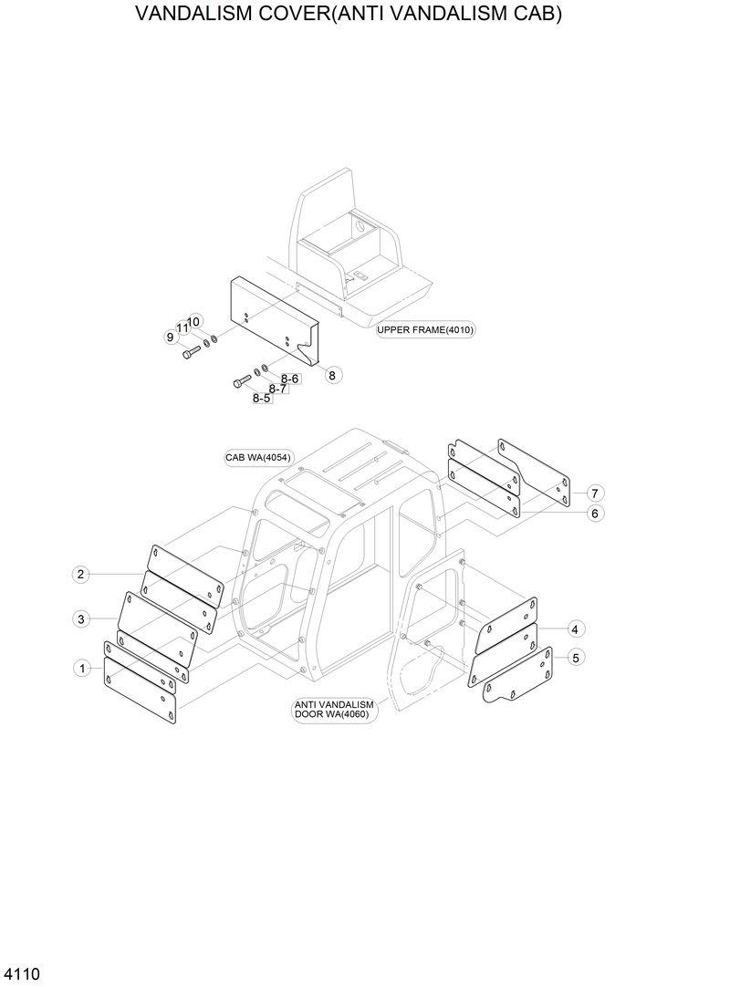 Схема запчастей Hyundai 33HDLL - VANDALISM COVER(ANTI VANDALISM CAB) 
