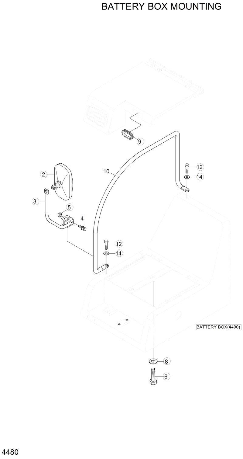 Схема запчастей Hyundai 33HDLL - BATTERY BOX MOUNTING 