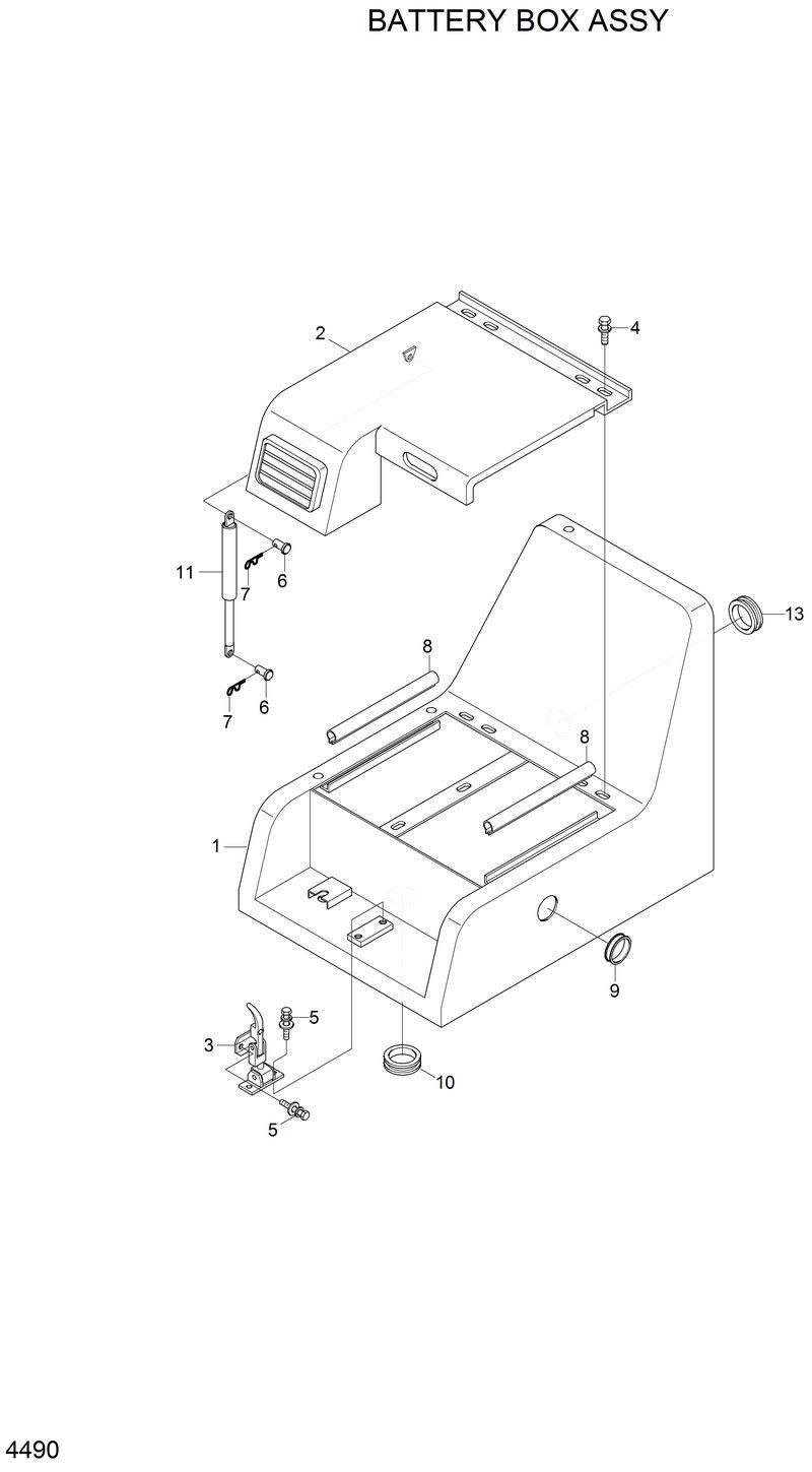 Схема запчастей Hyundai 33HDLL - BATTERY BOX ASSY 