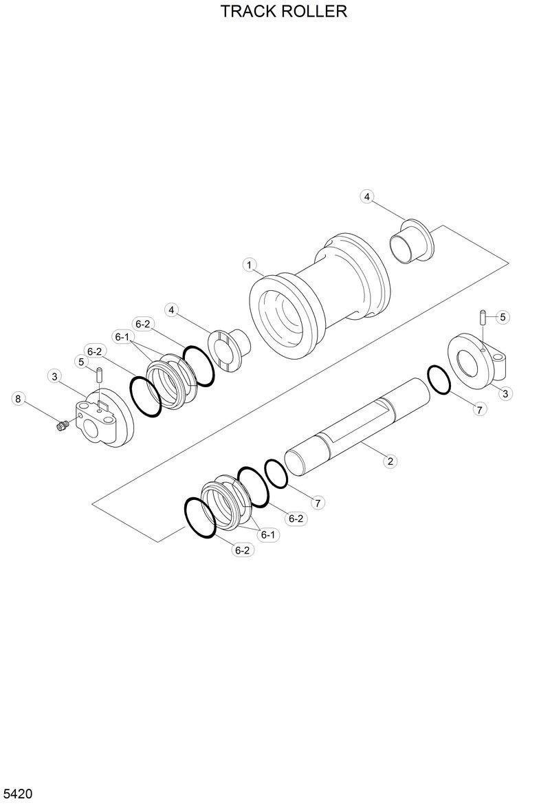 Схема запчастей Hyundai 33HDLL - TRACK ROLLER 