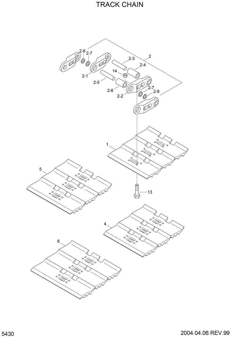 Схема запчастей Hyundai 33HDLL - TRACK CHAIN 