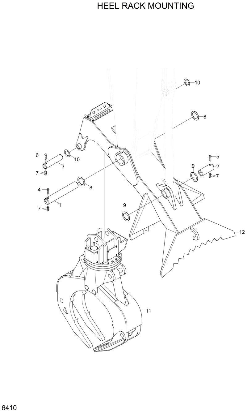 Схема запчастей Hyundai 33HDLL - HEEL RACK MOUNTING 1 