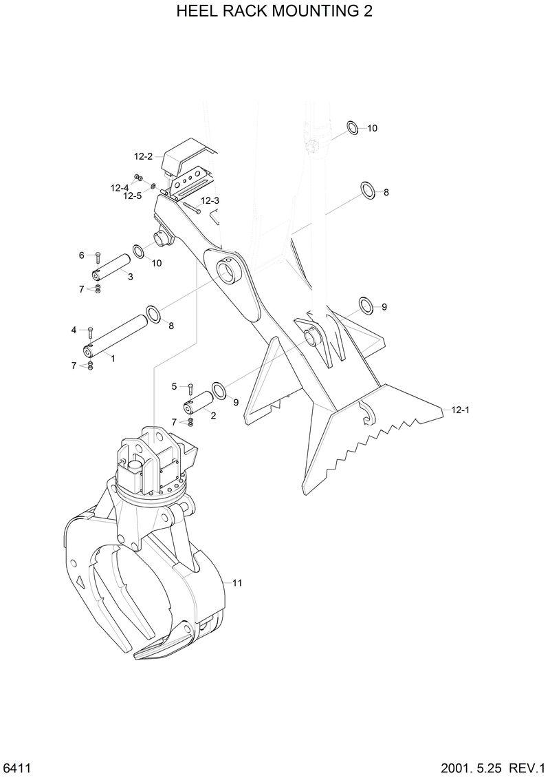 Схема запчастей Hyundai 33HDLL - HEEL RACK MOUNTING 2 