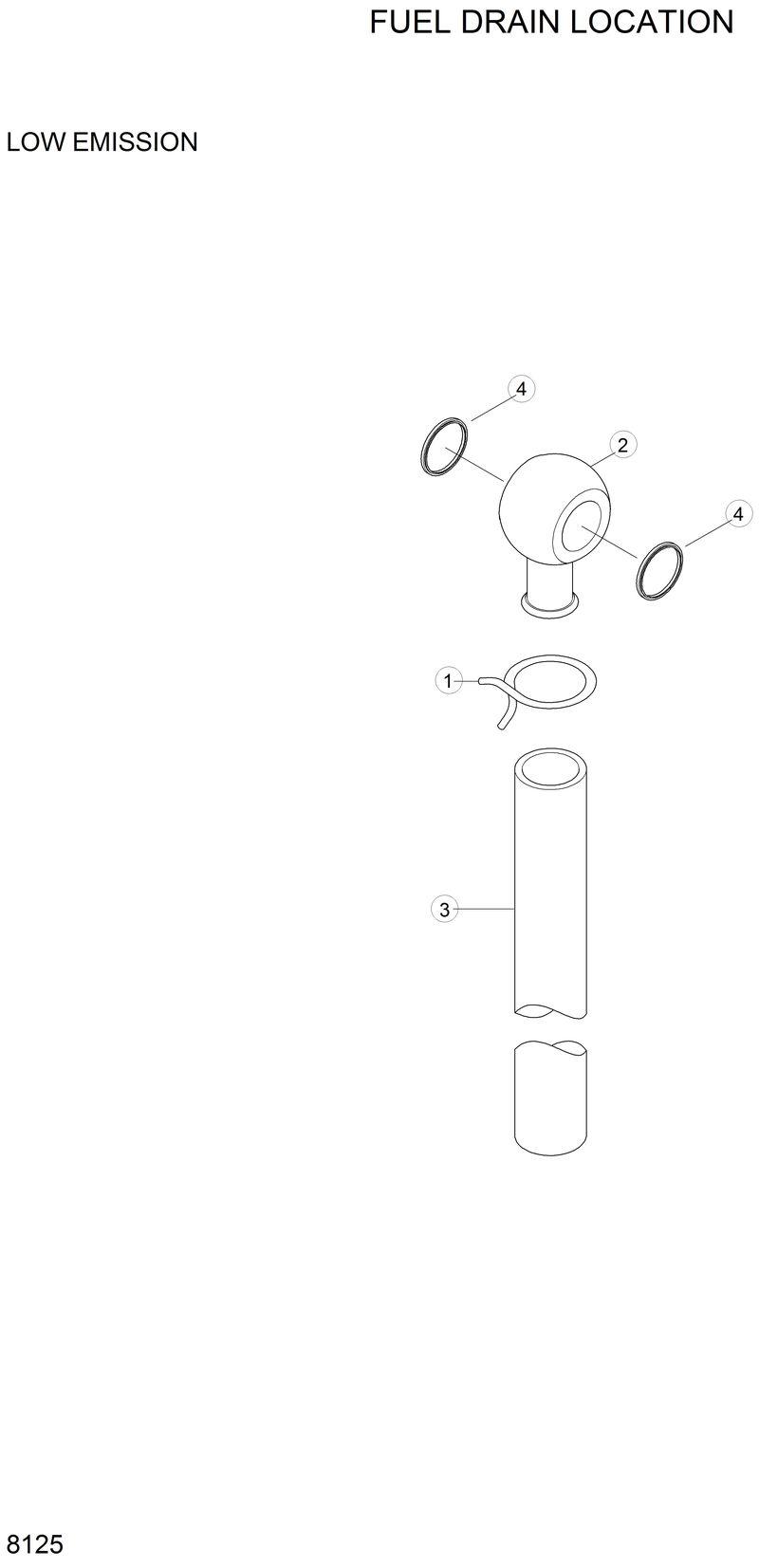 Схема запчастей Hyundai 33HDLL - FUEL DRAIN LOCATION 