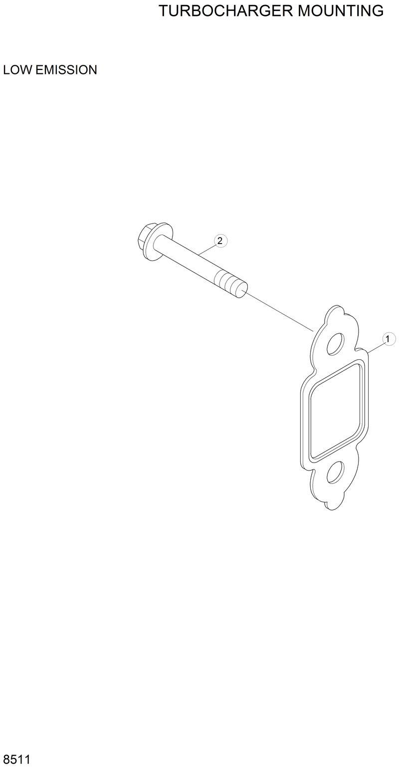 Схема запчастей Hyundai 33HDLL - TURBOCHARGER MOUNTING 