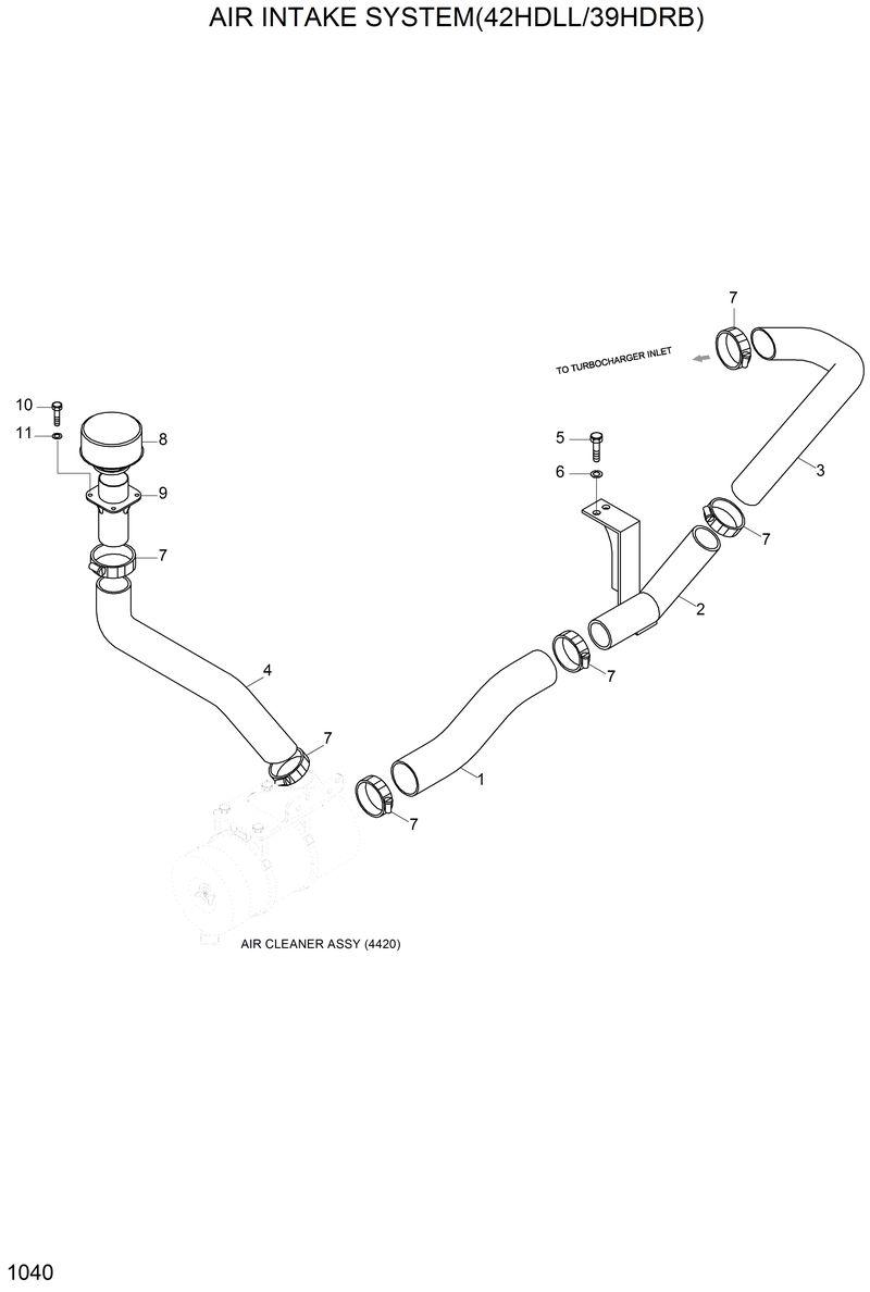 Схема запчастей Hyundai 42HDLL - AIR INTAKE SYSTEM(42HDLL/39HDRB) 