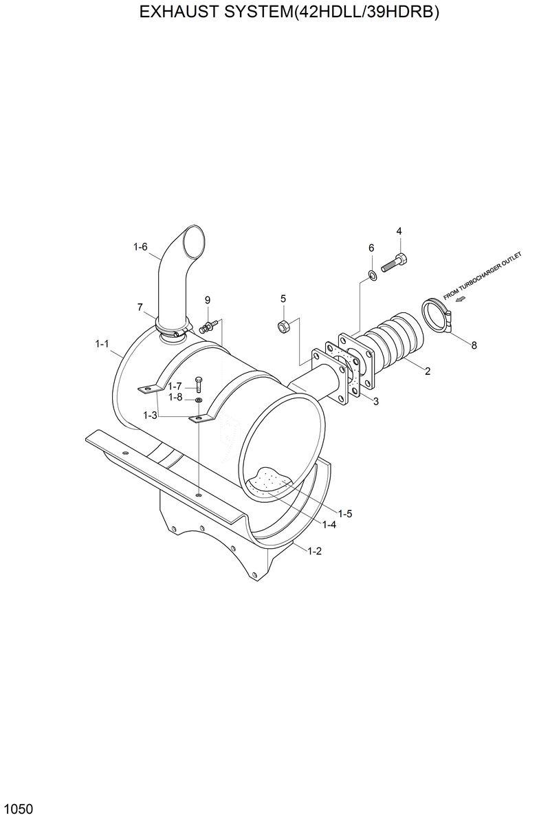 Схема запчастей Hyundai 42HDLL - EXHAUST SYSTEM(42HDLL/39HDRB) 